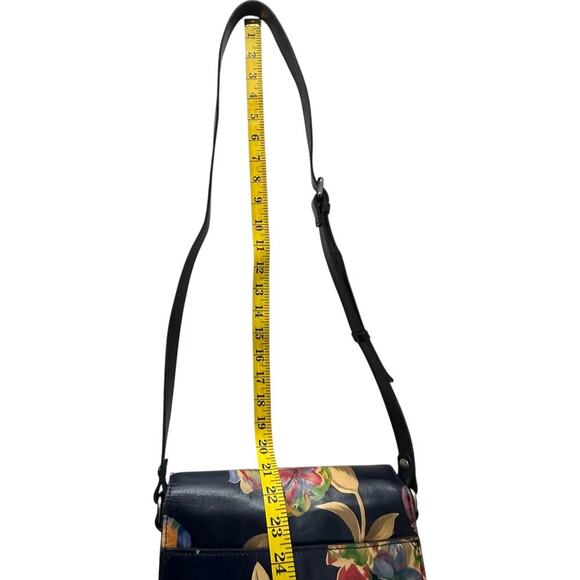 Patricia Nash Ilina Navy Floral Leather Flap Crossbody - Picture 6 of 16